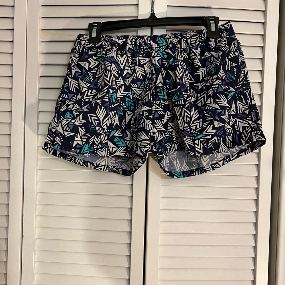 Patagonia board shorts.  size M navy blue white and teal